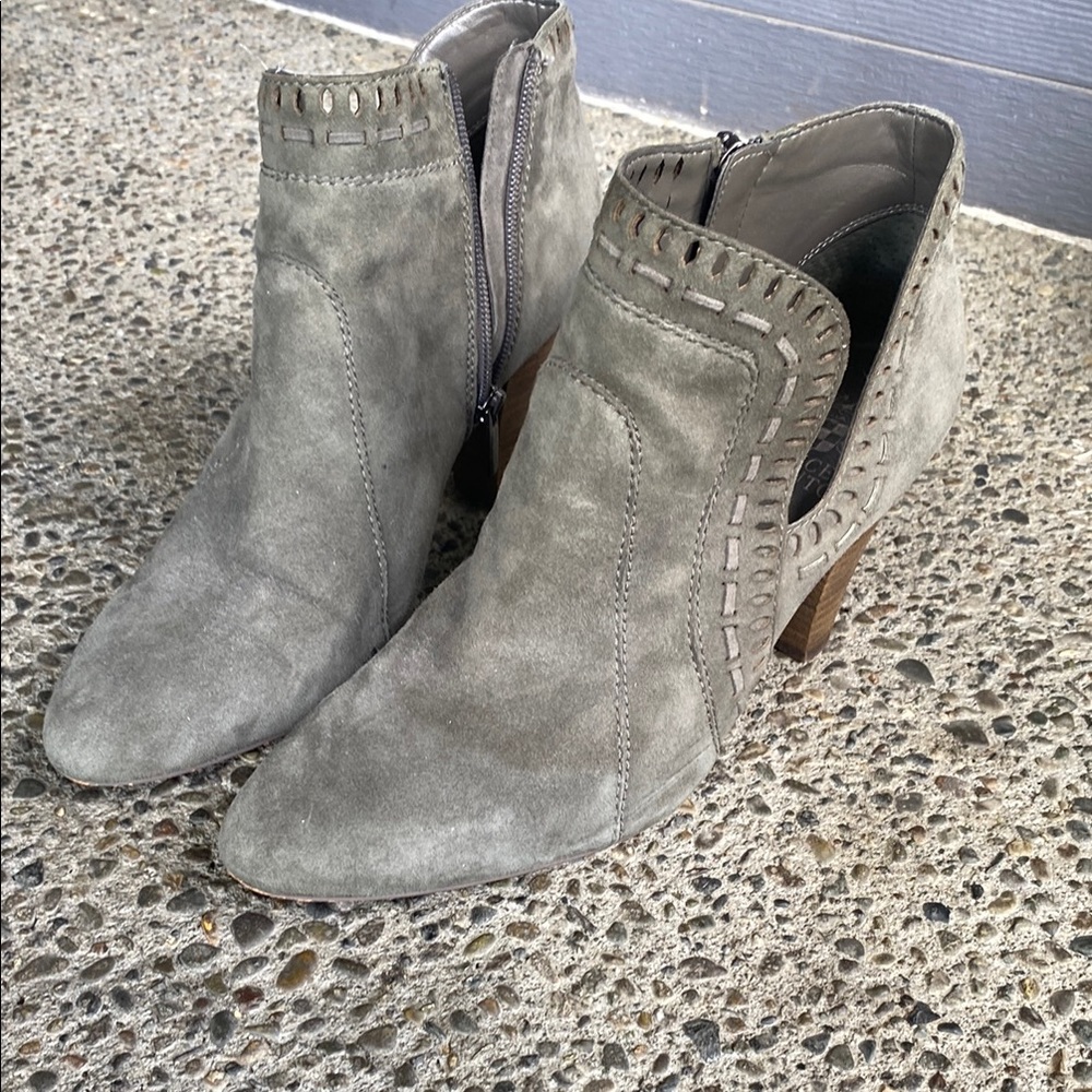 Vince Camuto Light Gray Suede Ankle Booties
